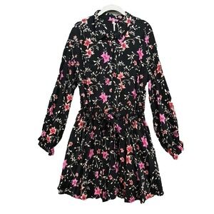 Free People Lighten Up Mini Dress Womens Large Floral Romantic Goth Whimsigoth